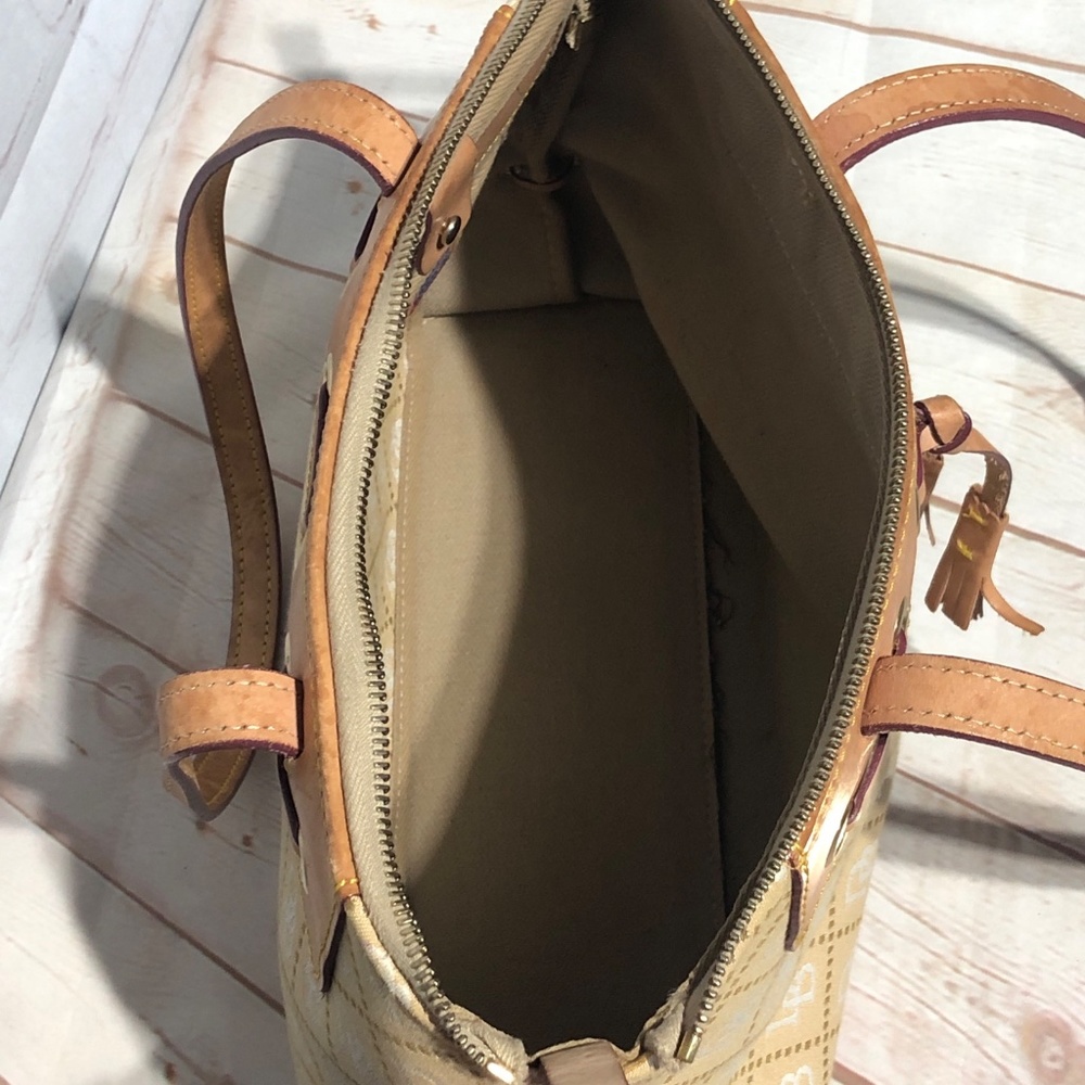 Dooney & Bourke brown leather and canvas shoulder bag - Picture 9 of 15